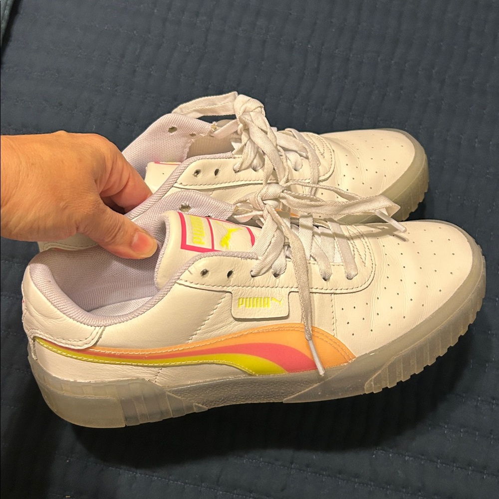 Puma White Sneakers with Pink and Orange Highlights 9